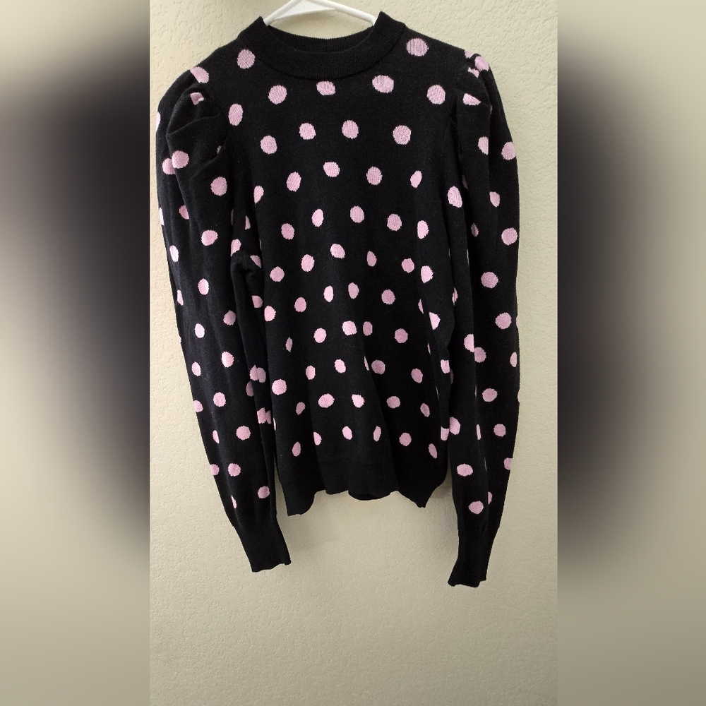 Black and Pink Polka Dot Women's Sweater